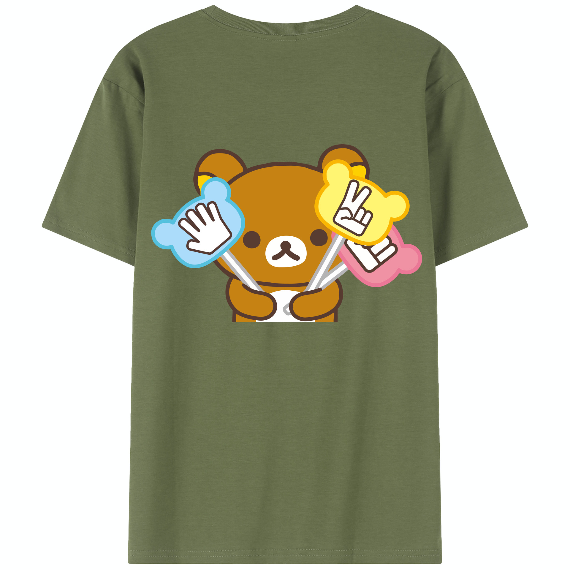 （画像用） リラックマ リラックマ キイロイトリ Rilakkuma Korilakkuma Kiiroitori 綿100％半袖Tシャツ（背面プリント）